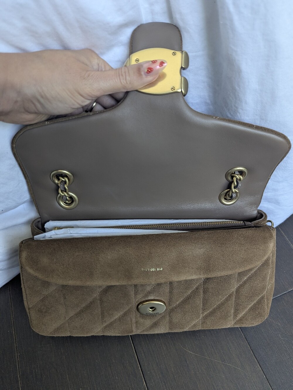 NWOT COACH Tabby 26 Shoulder Bag With Quilting - Cedar Suede - Picture 2 of 9
